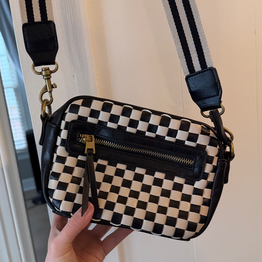 Target Black and Cream Checkered Crossbody Bag